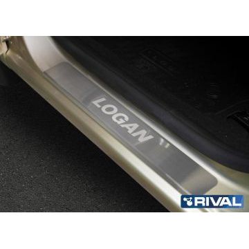 Накладки на пороги Rival для Renault Logan Stepway 2018-/Renault Logan II , II рестайлинг 2014-2018 / 2018-
