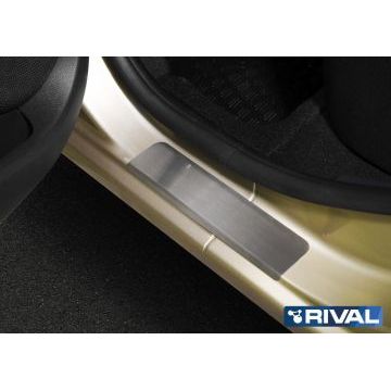 Накладки на пороги Rival для Renault Logan Stepway 2018-/Renault Logan II , II рестайлинг 2014-2018 / 2018-