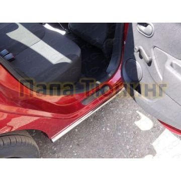 Накладки на пороги шлифованный лист ТСС для Renault Sandero Stepway 2015-
