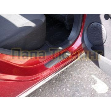 Накладки на пороги зеркальный лист ТСС для Renault Sandero Stepway 2015-