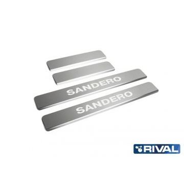 Накладки на пороги Rival для Renault Sandero II, II рестайлинг / Sandero StepWay II рестайлинг 2014-2018 / 2018-/Renault Sandero Stepway 2018-