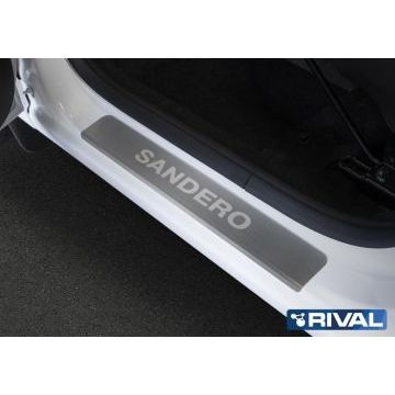 Накладки на пороги Rival для Renault Sandero II, II рестайлинг / Sandero StepWay II рестайлинг 2014-2018 / 2018-/Renault Sandero Stepway 2018-