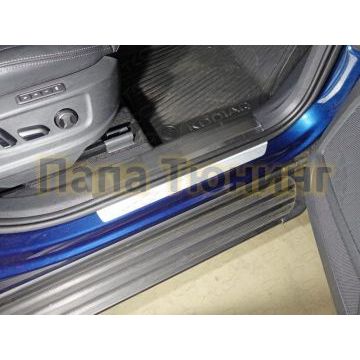 Накладки на пороги на пластик шлифованный лист 2 штуки ТСС для Skoda Kodiaq 2018- Накладки на пороги на пластик шлифованный лист 2 штуки ТСС для Skoda Kodiaq 2018-