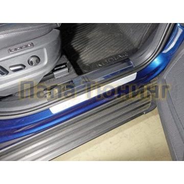 Накладки на пороги на пластик зеркальный лист 2 штуки ТСС для Skoda Kodiaq 2018- Накладки на пороги на пластик зеркальный лист 2 штуки ТСС для Skoda Kodiaq 2018-