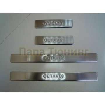 Накладки на дверные пороги 4 штуки Omsa_Line для Skoda Octavia 2000-2013 Накладки на дверные пороги 4 штуки Omsa_Line для Skoda Octavia 2000-2013