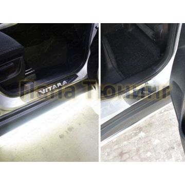 Накладки на пороги зеркальный лист надпись Vitara ТСС для Suzuki Vitara 2015- Накладки на пороги зеркальный лист надпись Vitara ТСС для Suzuki Vitara 2015-