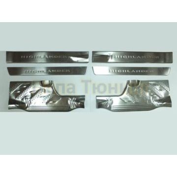 Накладки на дверные пороги OEM Tuning для Toyota Highlander 2010-2014