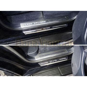 Накладки на пороги с гибом лист зеркальный надпись LC 200 4 штуки ТСС для Toyota Land Cruiser 200 2015-