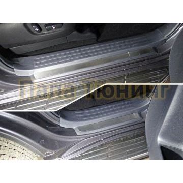 Накладки на пластиковые пороги шлифованный лист 4 штуки ТСС для Toyota Land Cruiser Prado 150 2017-