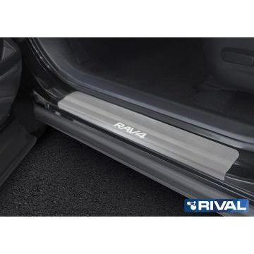 Накладки порогов Rival с надписью 4 штуки для Toyota RAV4 2013-2019