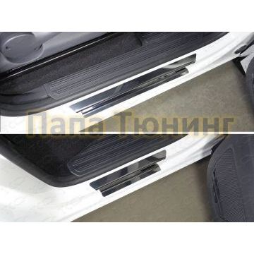 Накладки на пороги зеркальный лист ТСС для Volkswagen Amarok 2016-