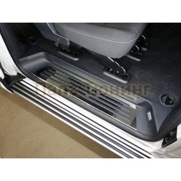 Накладка на пластиковый порог лист шлифованный левая сдвижная дверь ТСС для Volkswagen Caravelle 2015-