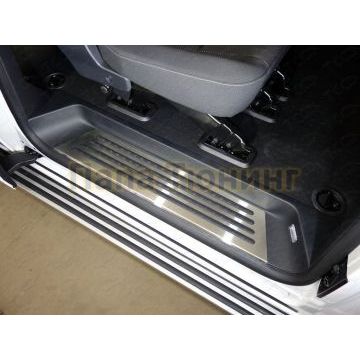 Накладки на пластиковые пороги лист шлифованный 4шт для 2-х сдвижных дверей ТСС для Volkswagen Caravelle 2015-