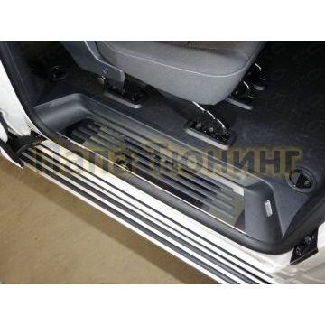 Накладки на пороги на пластик зеркальный лист 3 штуки ТСС для Volkswagen Caravelle T6 2015-