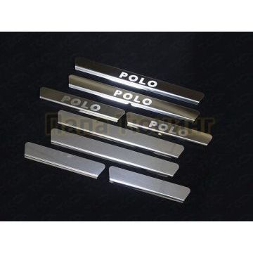 Накладки на пороги внешние лист шлифованный 4 шт ТСС для Volkswagen Polo 2015- Накладки на пороги внешние лист шлифованный 4 шт ТСС для Volkswagen Polo 2015-