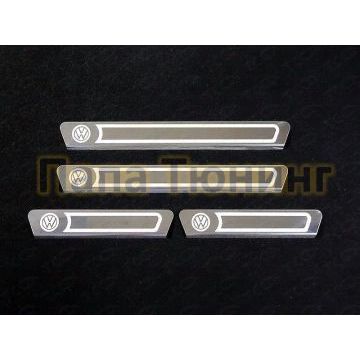 Накладки на пороги внешние лист шлифованный лого Volkswagen ТСС для Volkswagen Polo 2015- Накладки на пороги внешние лист шлифованный лого Volkswagen ТСС для Volkswagen Polo 2015-