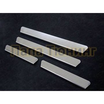 Накладки на пороги зеркальный лист ТСС для Volkswagen Polo 2015-