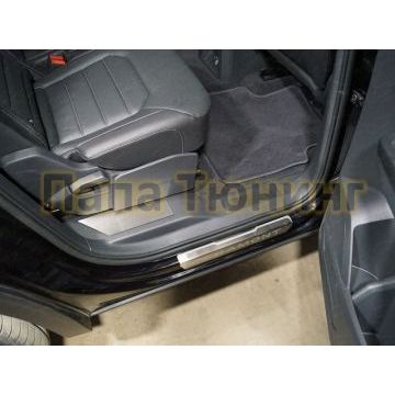 Накладки на пластиковые пороги задние лист шлифованный 4 шт ТСС для Volkswagen Teramont 2018- Накладки на пластиковые пороги задние лист шлифованный 4 шт ТСС для Volkswagen Teramont 2018-