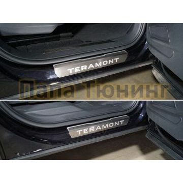 Накладки на пороги лист шлифованный надпись Teramont 4 шт ТСС для Volkswagen Teramont 2018- Накладки на пороги лист шлифованный надпись Teramont 4 шт ТСС для Volkswagen Teramont 2018-