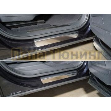 Накладки на пороги лист зеркальный 4 шт ТСС для Volkswagen Teramont 2018-