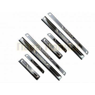 Накладки на внутренние и внешние пороги чёрные 8 частей OEM Tuning для Volkswagen Tiguan 2016-