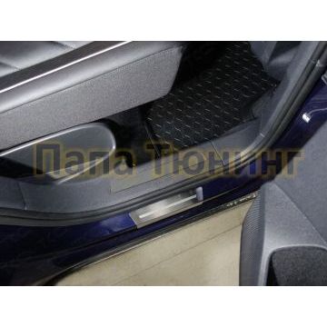 Вставки задние на пластиковые пороги шлифованный лист 2 штуки ТСС для Volkswagen Tiguan 2016- Вставки задние на пластиковые пороги шлифованный лист 2 штуки ТСС для Volkswagen Tiguan 2016-