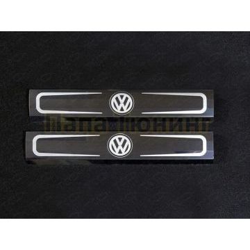 Накладки на пороги внутренние зеркальные надпись лого Volkswagen ТСС для Volkswagen Touareg 2014-2017