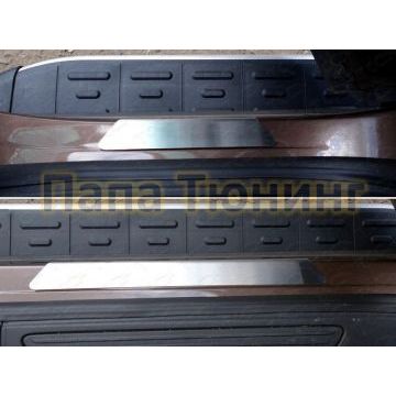 Накладки на пороги шлифованные ТСС для Volkswagen Touareg 2014-2017