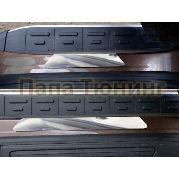 Накладки на пороги зеркальные ТСС для Volkswagen Touareg 2014-2017