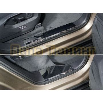 Накладки на пластиковые пороги лист зеркальный 4 шт ТСС для Volkswagen Touareg 2018-