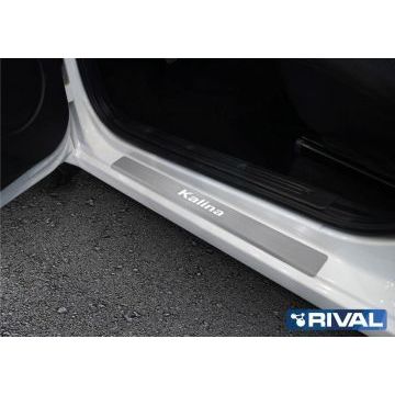 Накладки порогов Rival с надписью 4 штуки для Lada Kalina 2 2013-2018