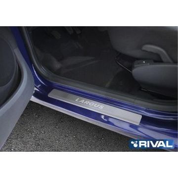 Накладки порогов Rival с надписью 4 штуки для Lada Largus 2012-