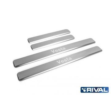 Накладки порогов Rival с надписью 4 штуки для Lada Vesta 2015-