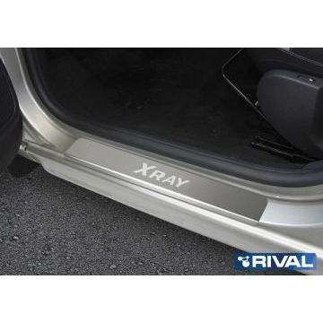 Накладки порогов Rival с надписью 4 штуки для Lada X-RAY/Lada X-RAY Cross 2016-