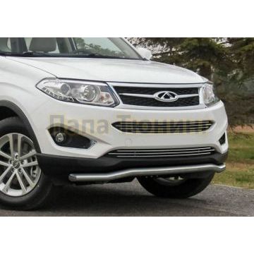 Накладка решетки радиатора 10 мм 2 части Rival для Chery Tiggo 5 2014-2016