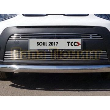 Накладка решётки радиатора верхняя 12 мм ТСС для Kia Soul 2016-2019 Накладка решётки радиатора верхняя 12 мм ТСС для Kia Soul 2016-2019
