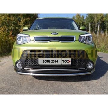 Накладка решётки радиатора нижняя 16 мм ТСС для Kia Soul 2014-2016 Накладка решётки радиатора нижняя 16 мм ТСС для Kia Soul 2014-2016