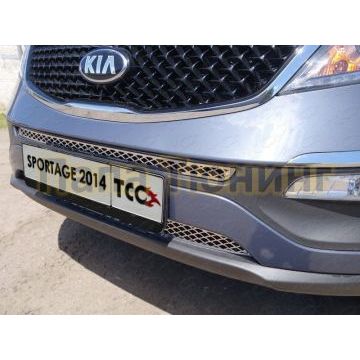 Накладка решётки радиатора средняя лист ТСС для Kia Sportage 2014-2015