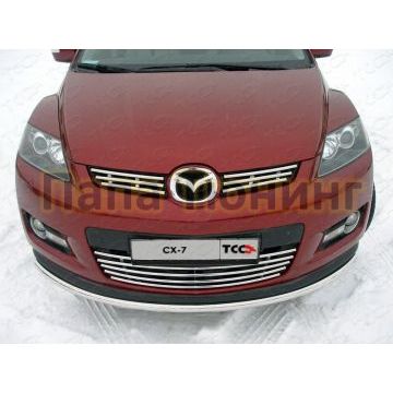 Накладка решётки радиатора верхняя 16 мм ТСС для Mazda CX-7 2010-2013