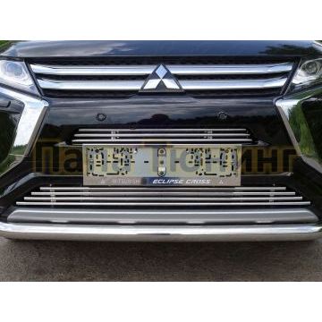 Накладка решетки радиатора верхняя 12 мм ТСС для Mitsubishi Eclipse Cross 2018-