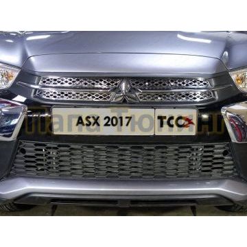 Накладка решетки радиатора верхняя лист, комплект 4 шт ТСС для Mitsubishi ASX 2017-