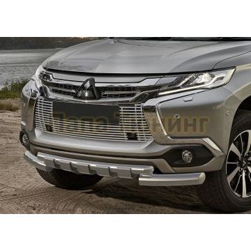 Накладка решетки радиатора 10 мм Rival для Mitsubishi Pajero Sport 2016-