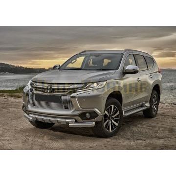 Накладка решетки радиатора 10 мм Rival для Mitsubishi Pajero Sport 2016-