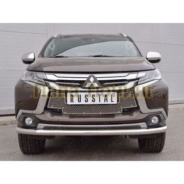 Решетка радиатора нержавеющий лист РусСталь для Mitsubishi Pajero Sport 2016-