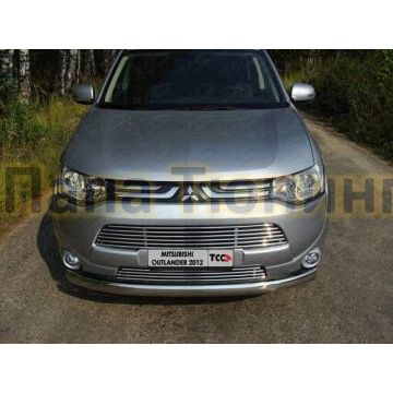 Накладка решётки радиатора верхняя 12 мм ТСС для Mitsubishi Outlander 2012-2014