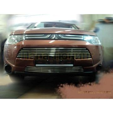 Накладка на решетку радиатора 12 мм РусСталь для Mitsubishi Outlander 2012-2014