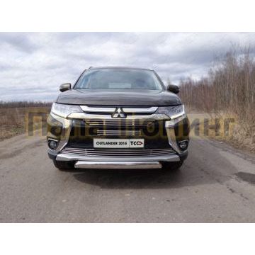 Накладка решётки радиатора верхняя 12 мм ТСС для Mitsubishi Outlander 2015-2018
