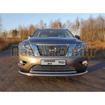 Накладка решётки радиатора верхняя 12 мм ТСС для Nissan Pathfinder 2014- Накладка решётки радиатора верхняя 12 мм ТСС для Nissan Pathfinder 2014-