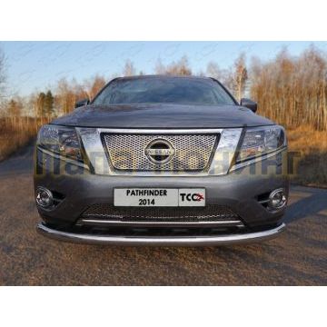 Накладка решётки радиатора верхняя лист ТСС для Nissan Pathfinder 2014-