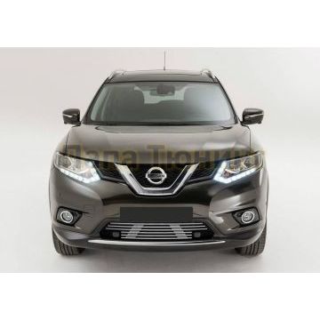 Накладка решетки радиатора 10 мм на авто без парктроников Rival для Nissan X-Trail T32 2015-